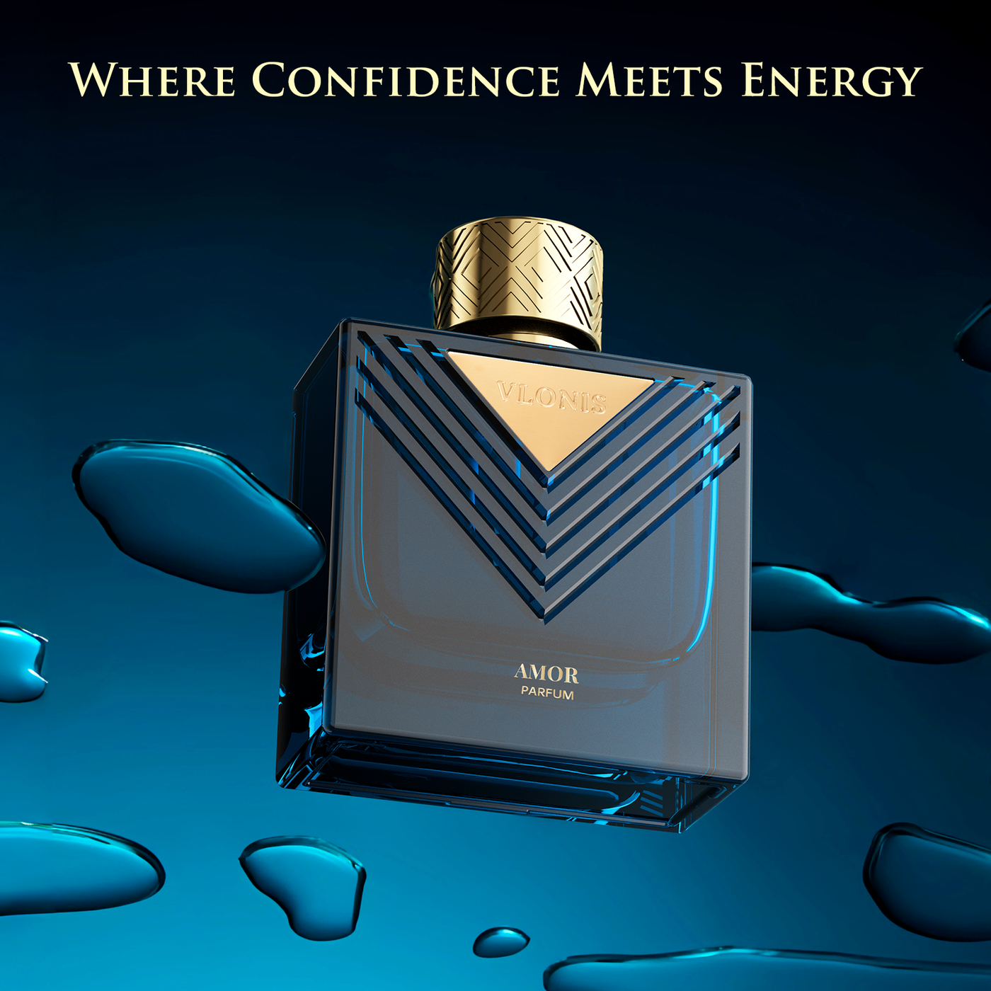 VLONIS AMOR bottle and packaging gift set display - affordable Italian style designer cologne