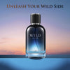 VLONIS WILD cologne dark blue glass bottle close-up - adventurous men's everyday scent