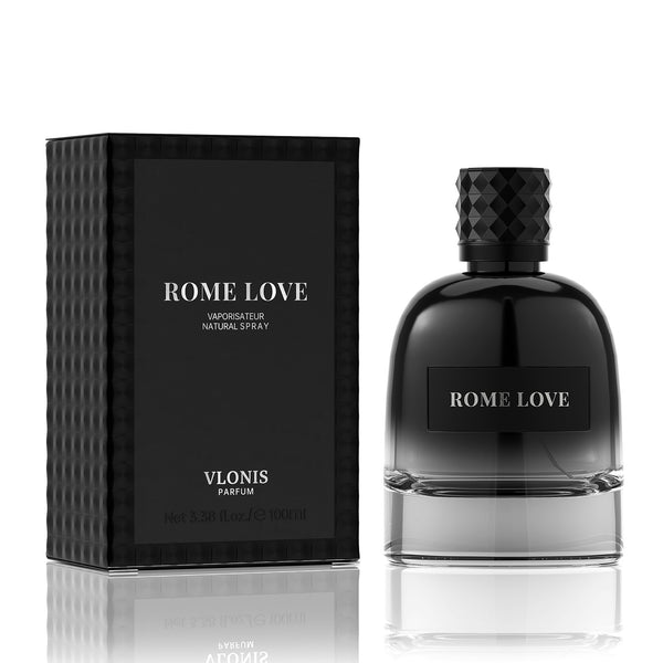 VLONIS ROME LOVE Eau de Parfum 100ml black bottle with box - romantic Italian leather men's cologne