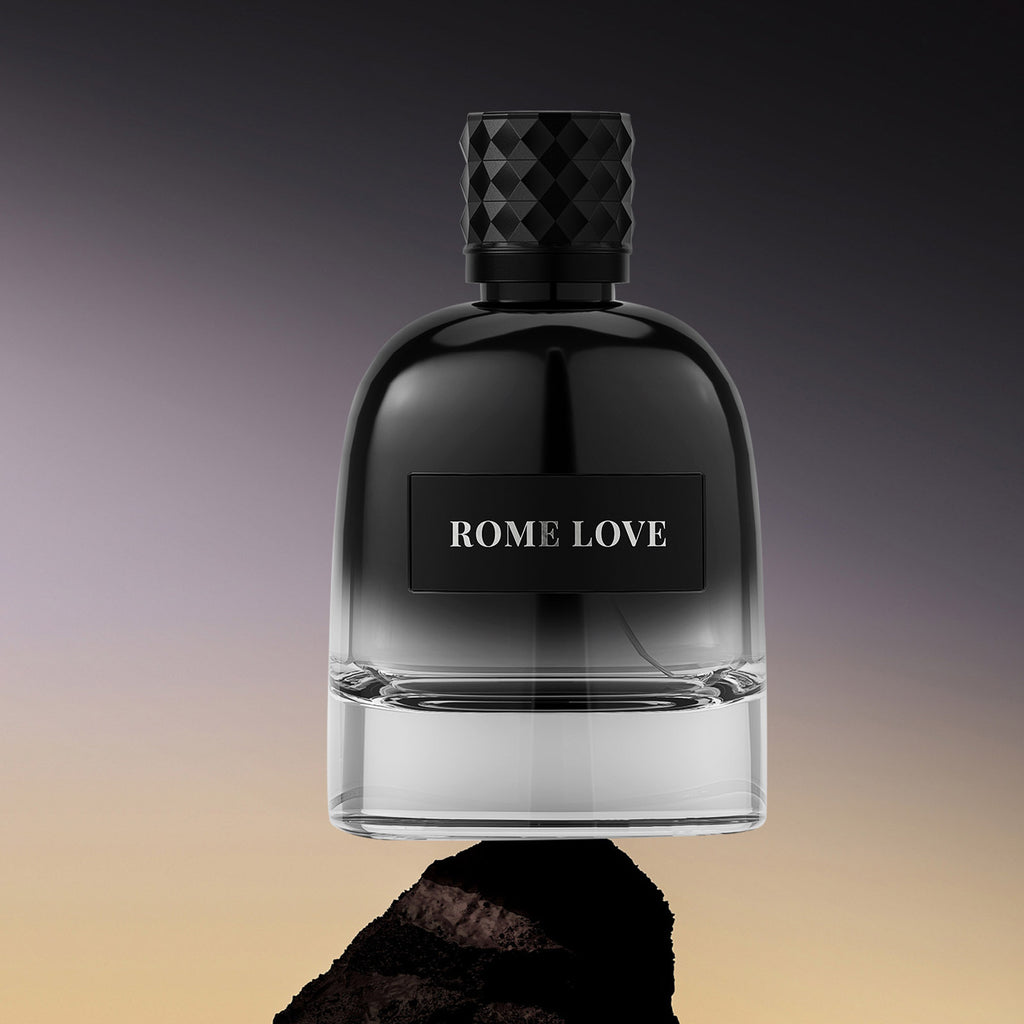 ROME LOVE premium packaging detail - luxury affordable men's perfume gift box